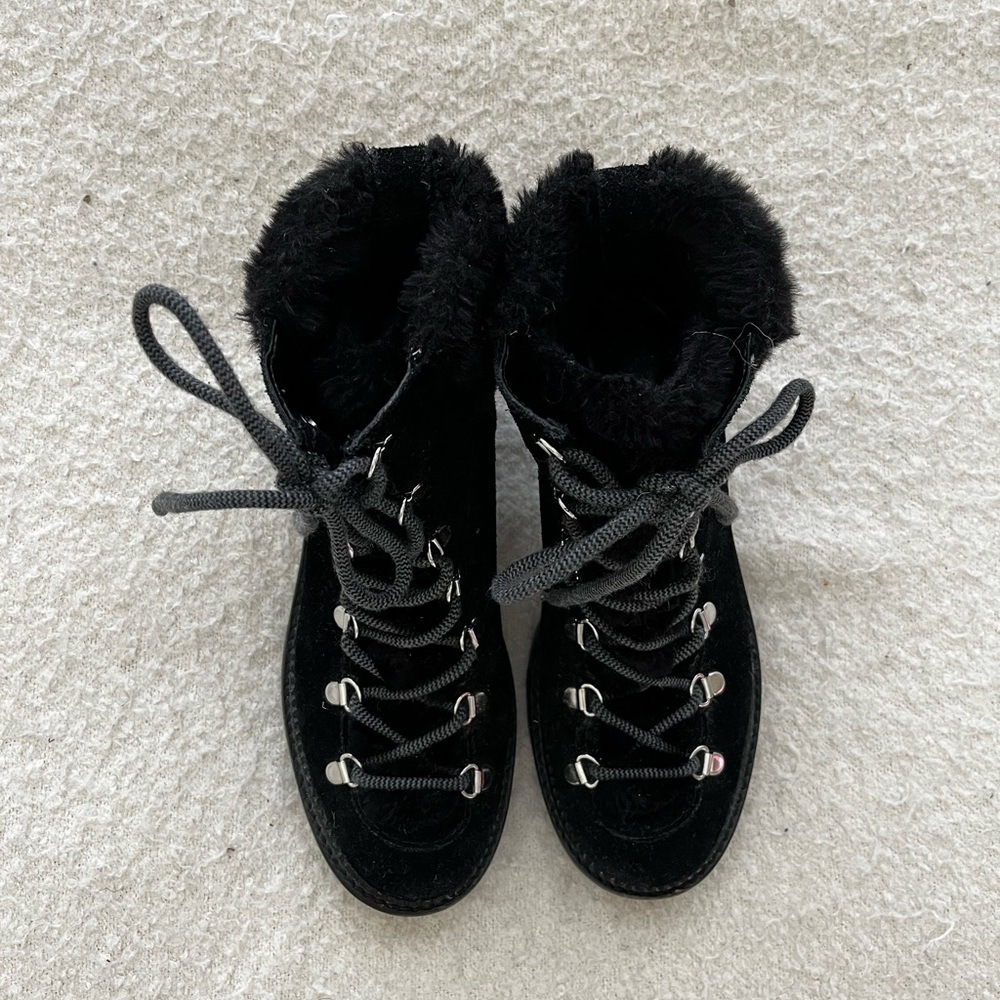 Marc Fisher Capel Black Shearling Lace up Boot‎